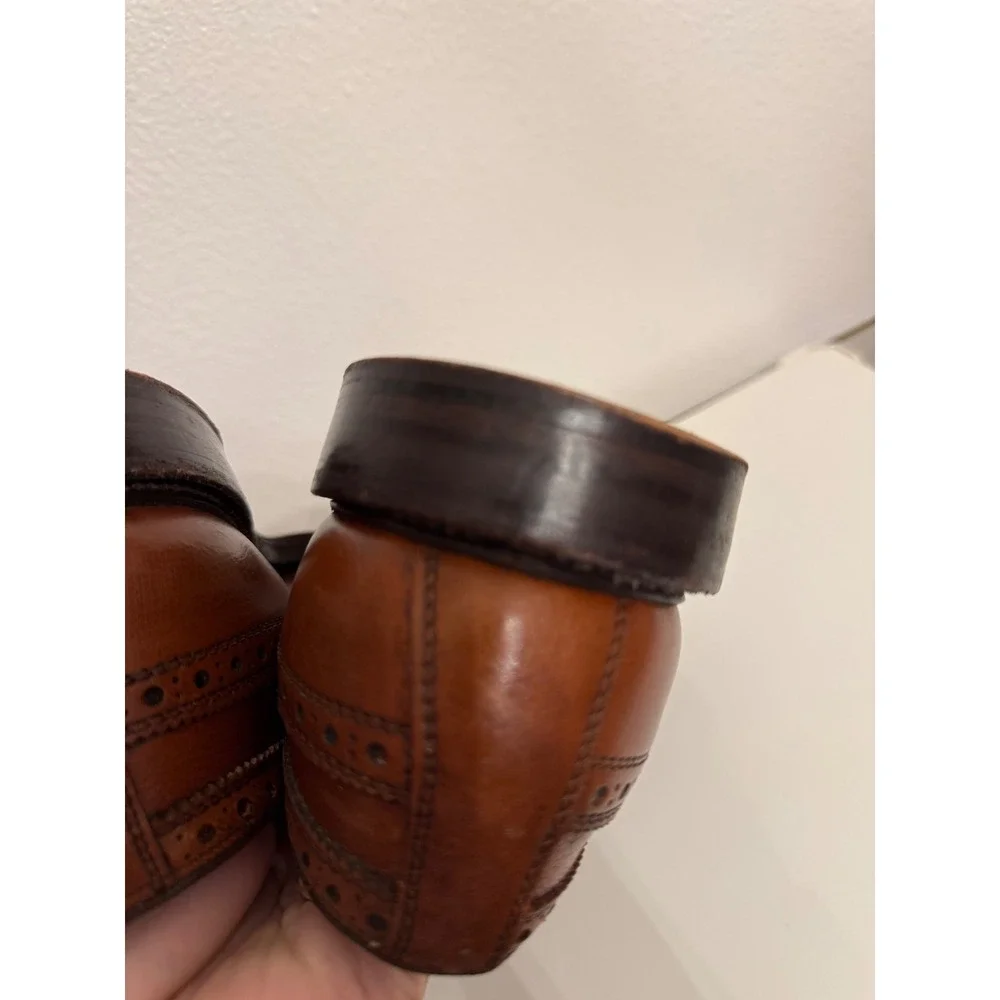 Nettleton Vintage Brown Pebble Grain Leather Wingtip Brogue Derby Shoes 13 C